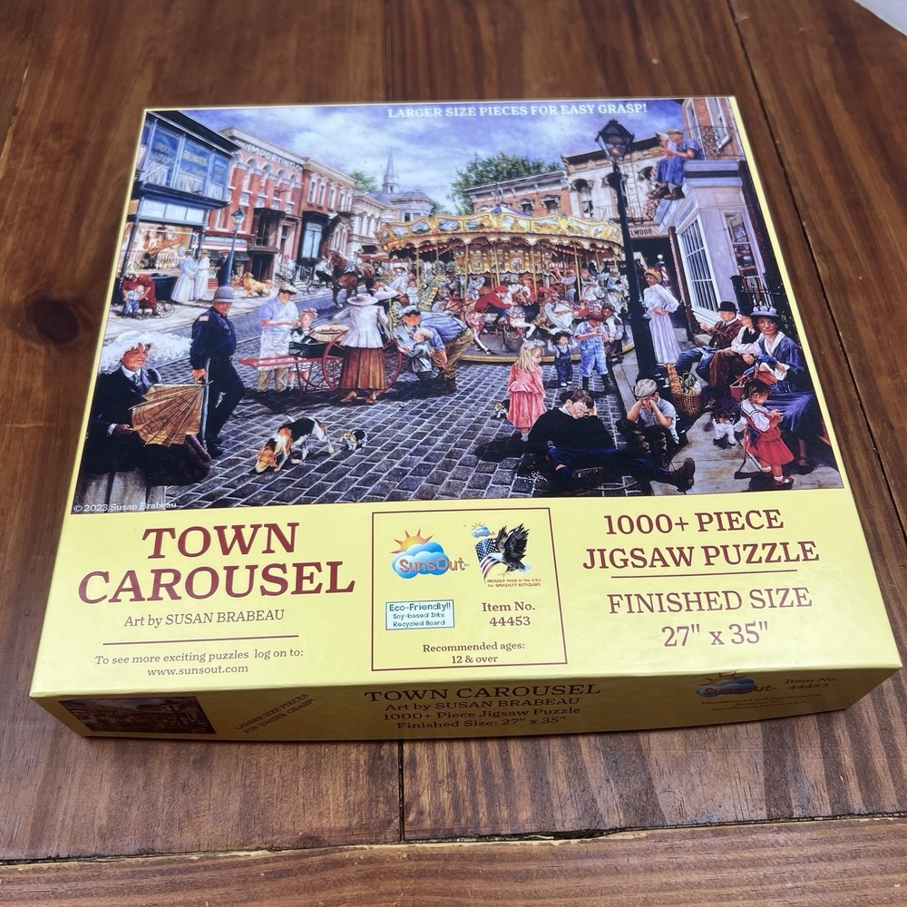 SunsOut Town Carousel 1000 Piece Puzzle Susan Brabeau Large Pieces USA